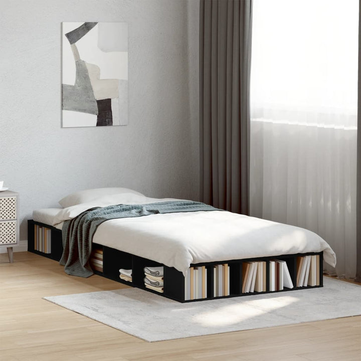 sengeramme 90x190 cm konstrueret træ sort