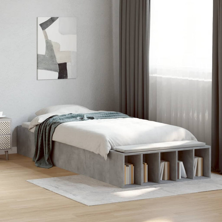 sengeramme 100x200 cm konstrueret træ betongrå