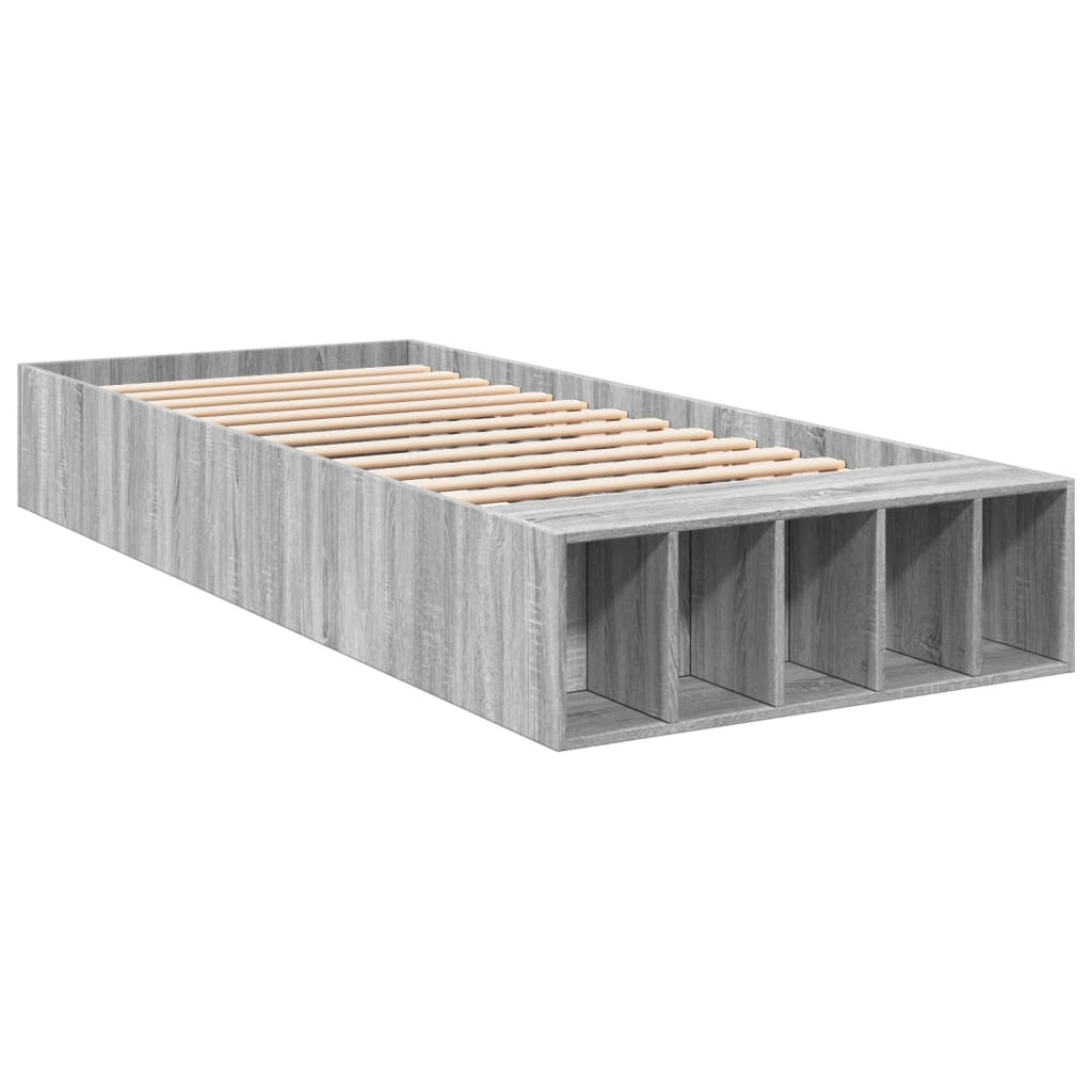 sengeramme 100x200 cm konstrueret træ grå sonoma-eg