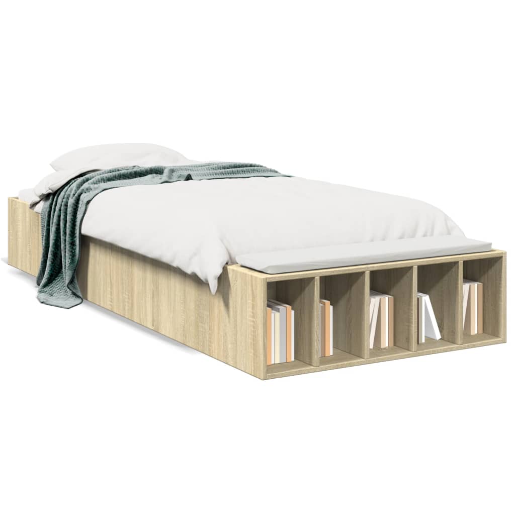 sengeramme 90x190 cm konstrueret træ sonoma-eg