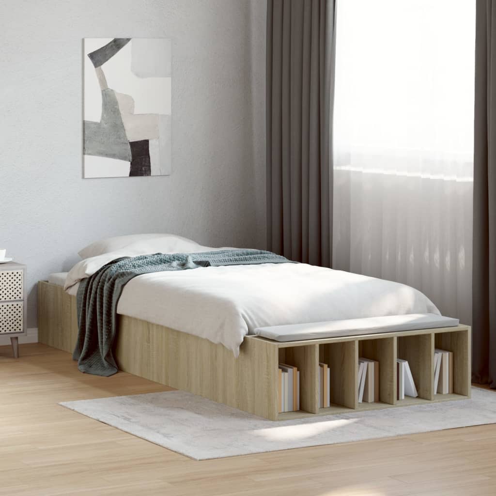 sengeramme 90x190 cm konstrueret træ sonoma-eg