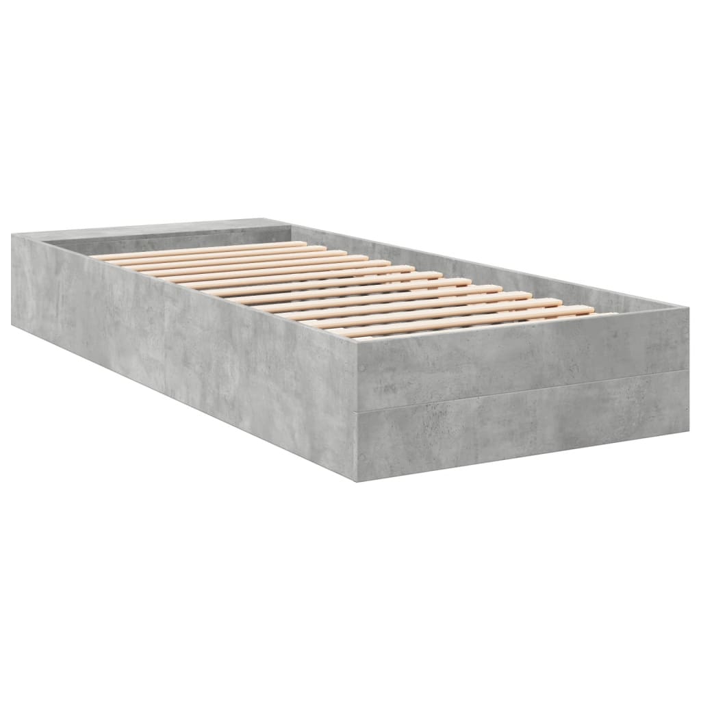 sengeramme 90x190 cm konstrueret træ betongrå