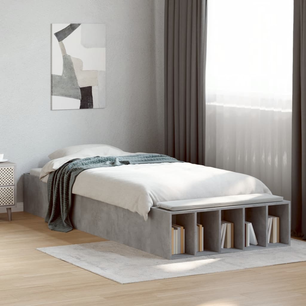 sengeramme 90x190 cm konstrueret træ betongrå
