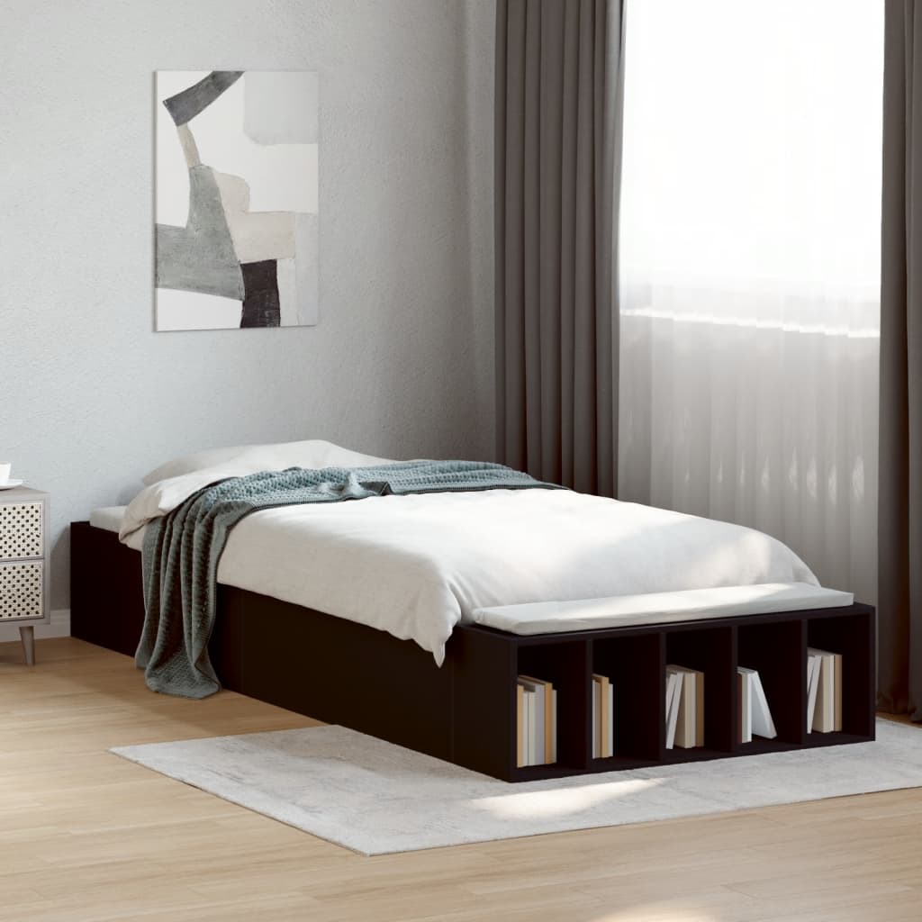 sengeramme 75x190 cm konstrueret træ sort