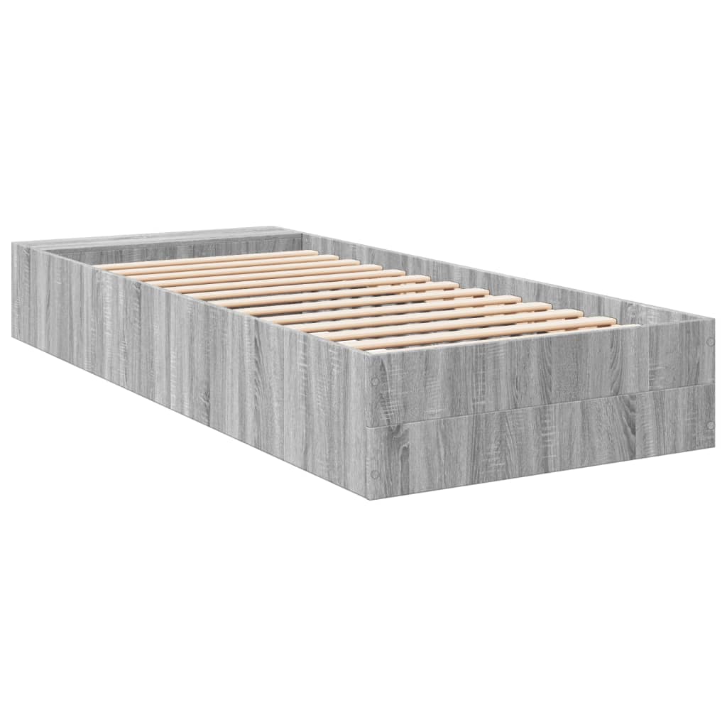 sengeramme 75x190 cm konstrueret træ grå sonoma-eg