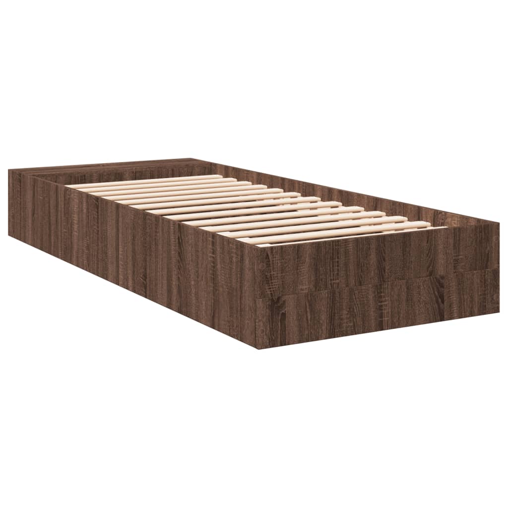 sengeramme 75x190 cm konstrueret træ brun egetræsfarve