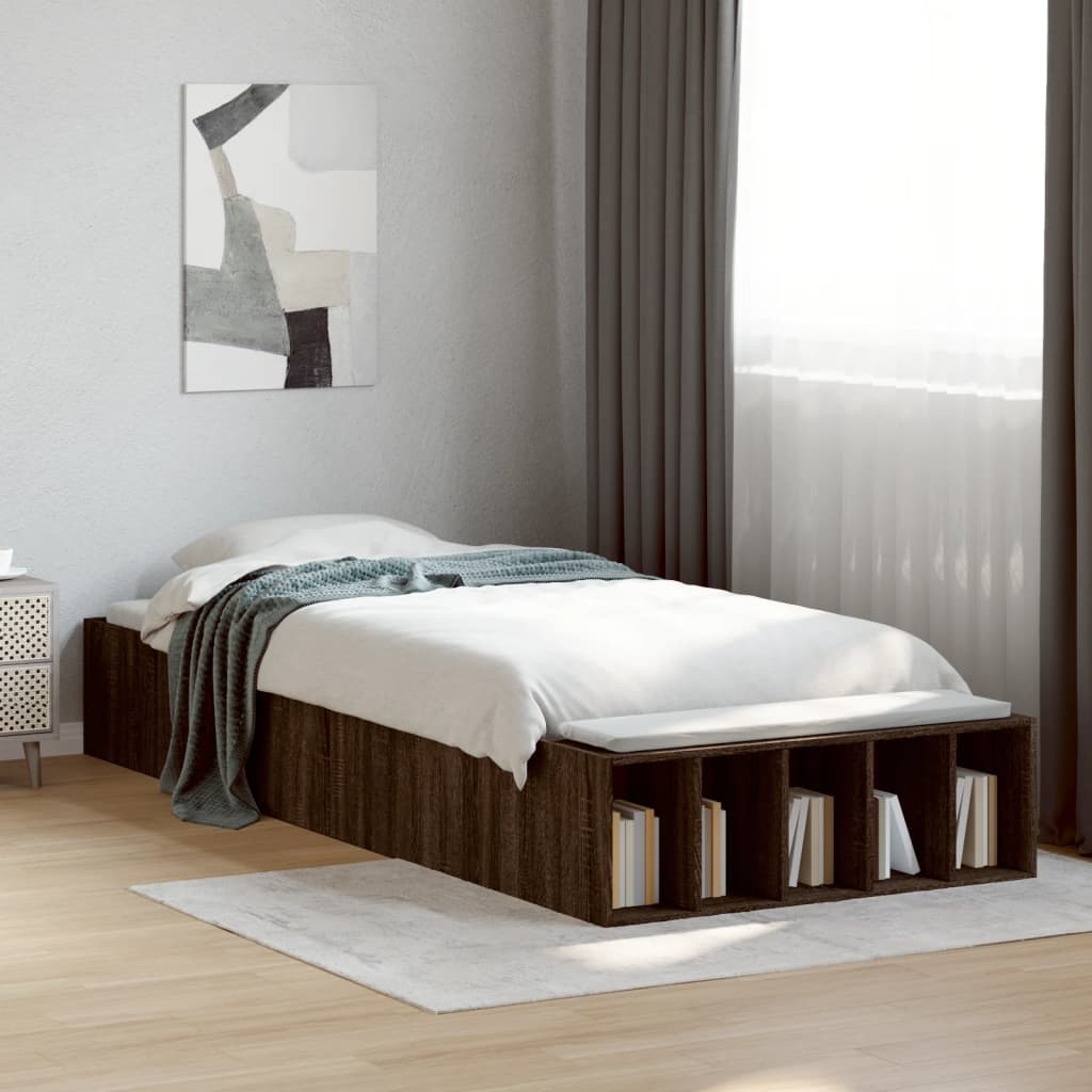 sengeramme 75x190 cm konstrueret træ brun egetræsfarve