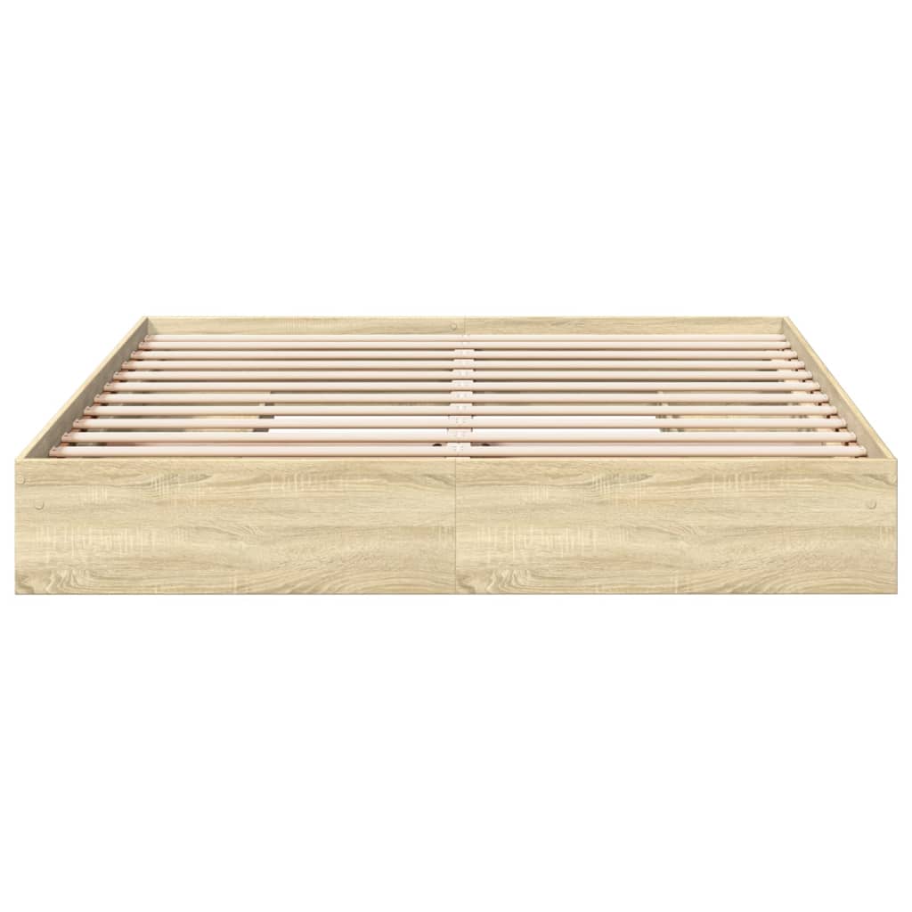 sengeramme med skuffer 200x200 cm konstrueret træ sonoma-eg