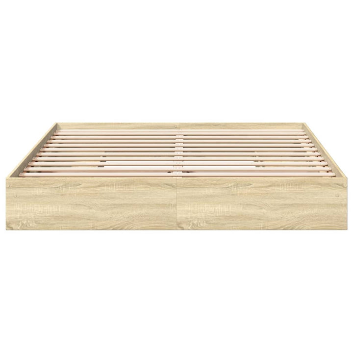 sengeramme med skuffer 200x200 cm konstrueret træ sonoma-eg