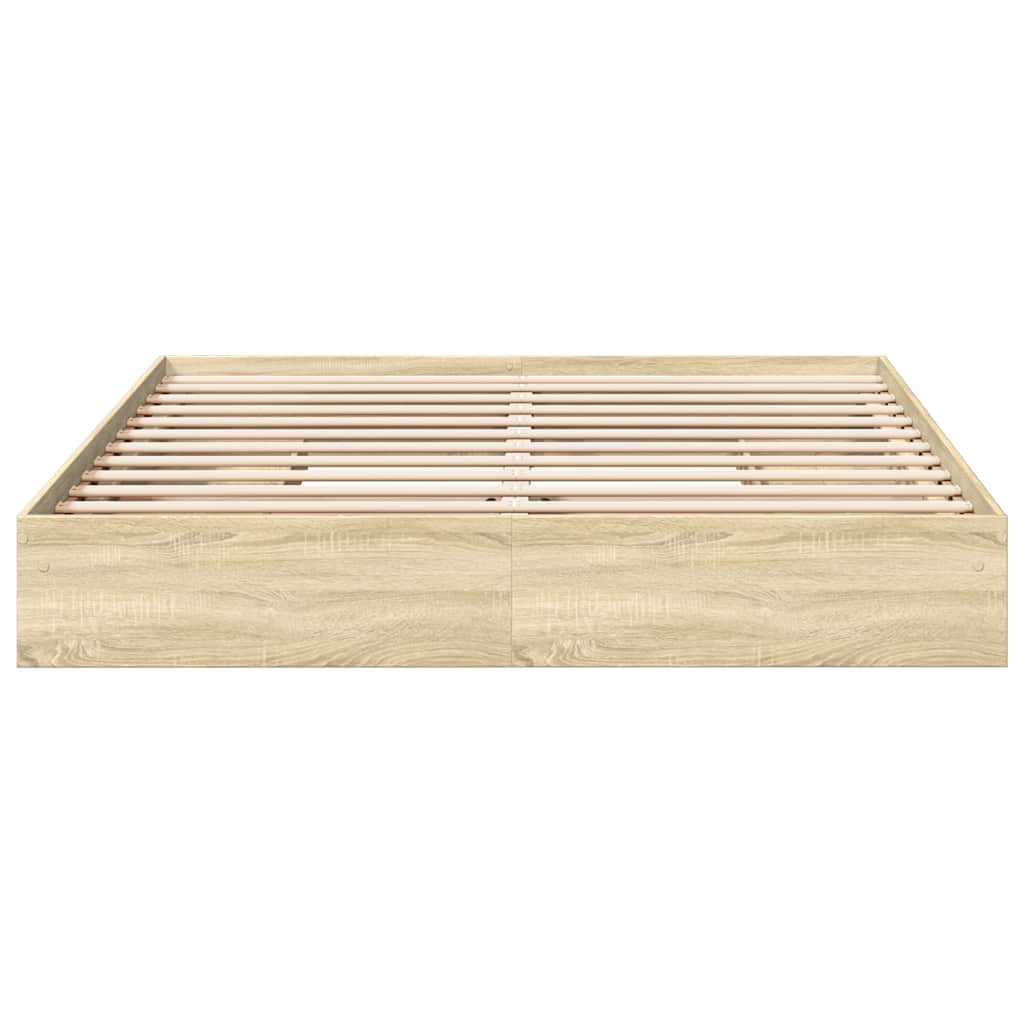 sengeramme med skuffer 200x200 cm konstrueret træ sonoma-eg