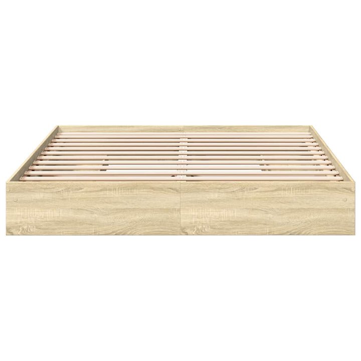 sengeramme med skuffer 200x200 cm konstrueret træ sonoma-eg