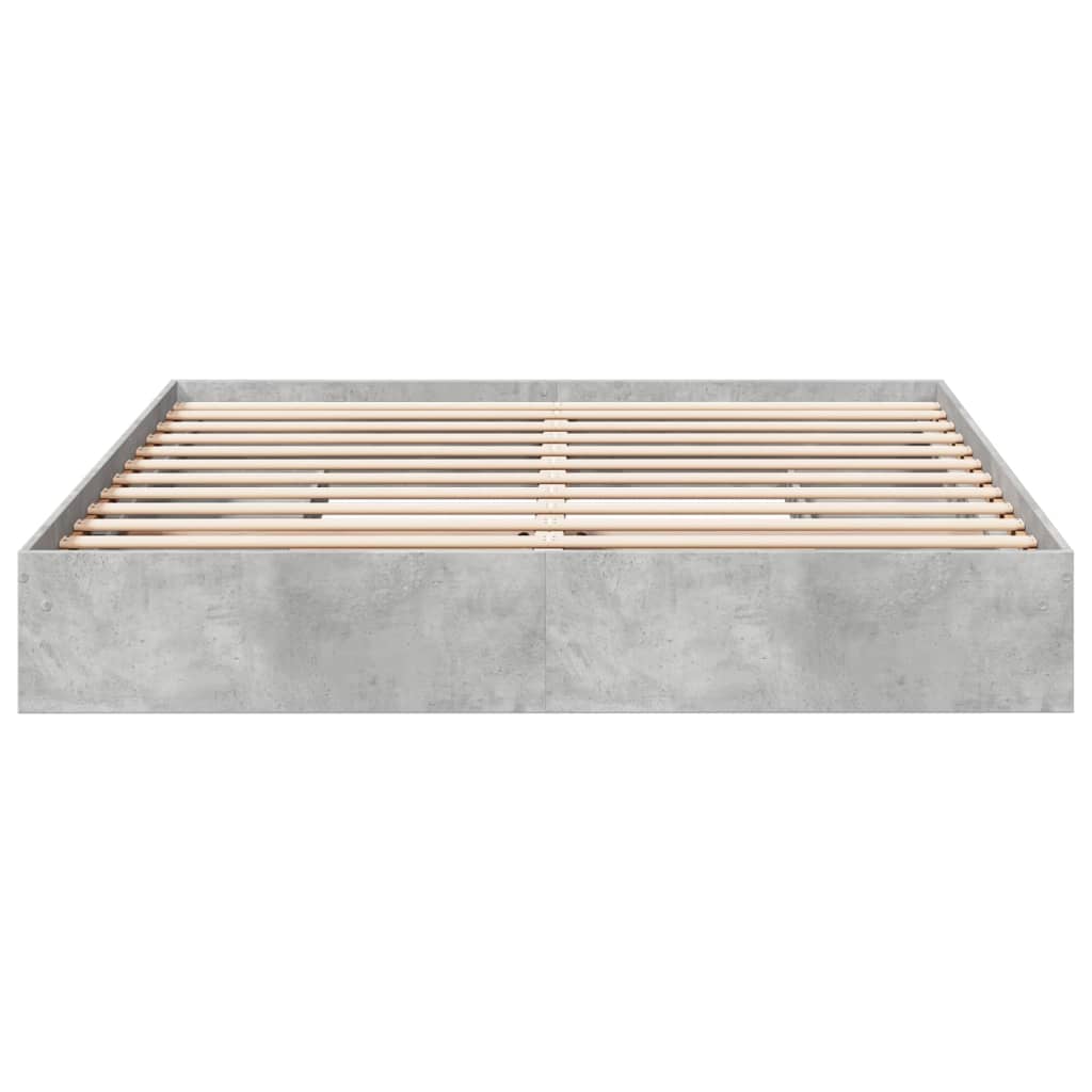 sengeramme med skuffer 200x200 cm konstrueret træ betongrå