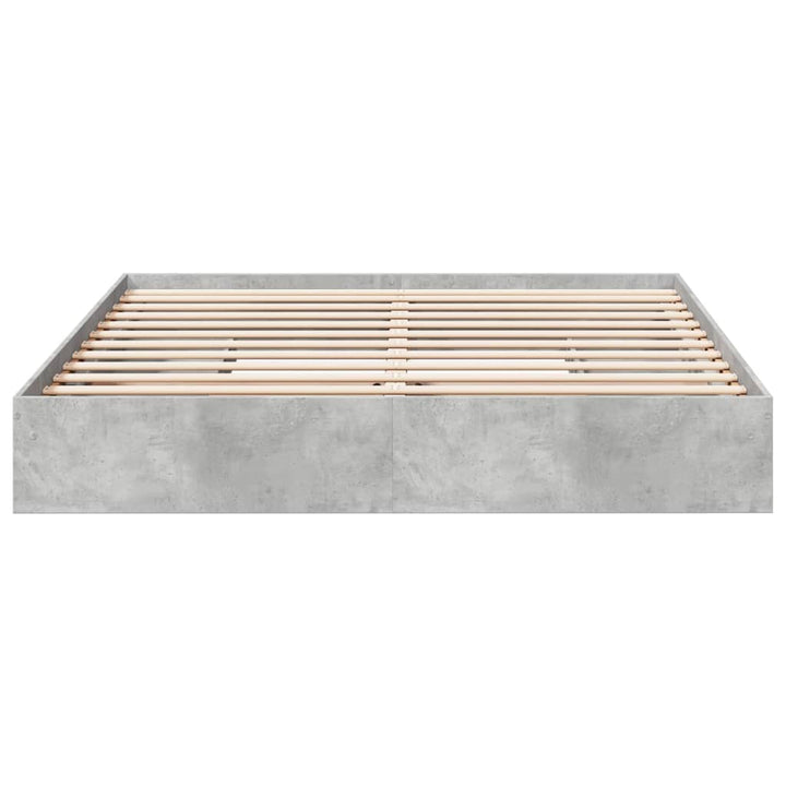 sengeramme med skuffer 200x200 cm konstrueret træ betongrå