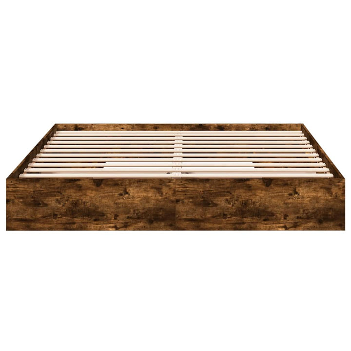 sengeramme med skuffer 200x200 cm konstrueret træ røget eg