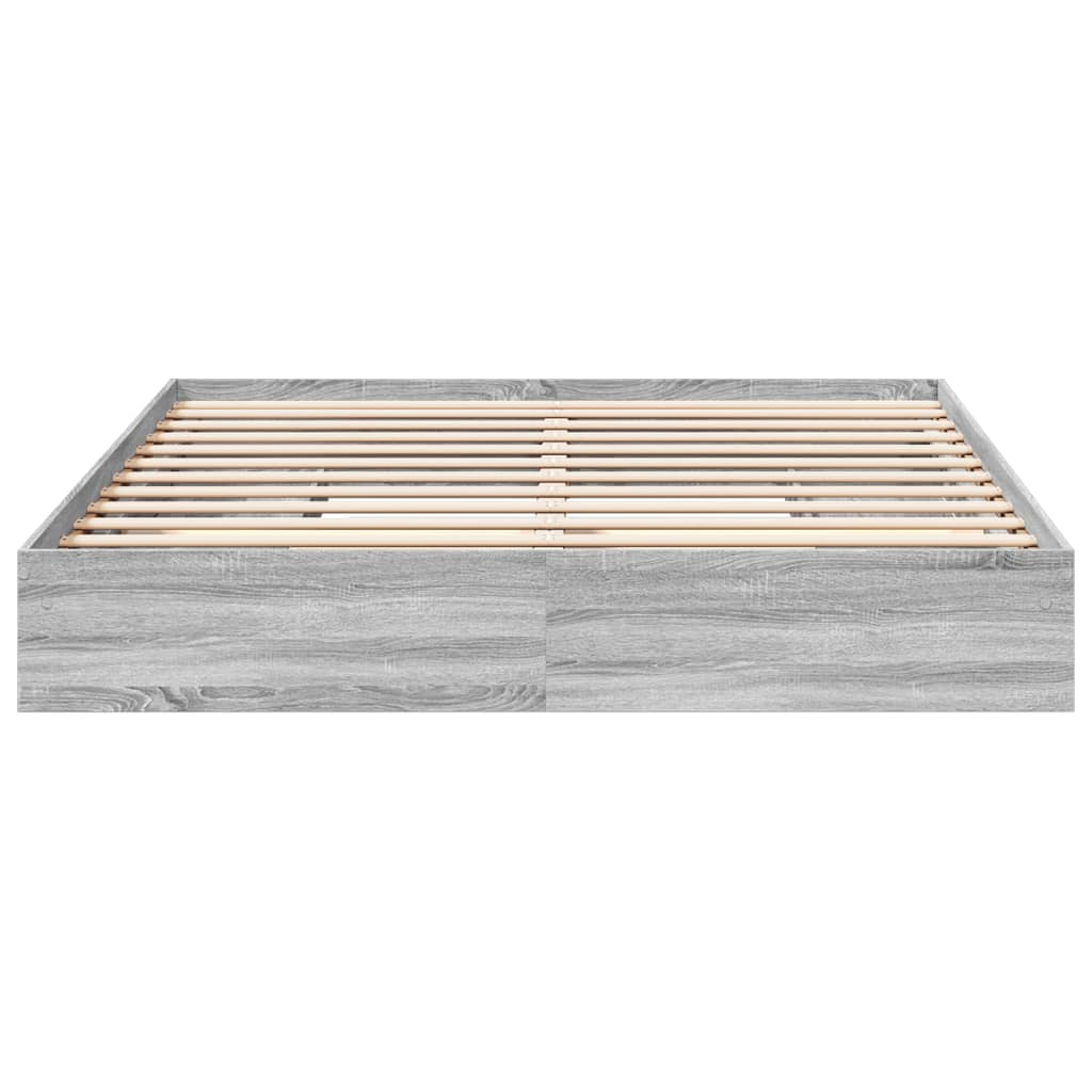 sengeramme med skuffer 200x200 cm konstrueret træ grå sonoma-eg