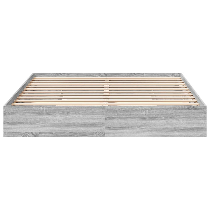 sengeramme med skuffer 200x200 cm konstrueret træ grå sonoma-eg