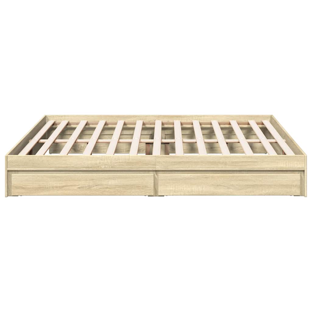 sengeramme med skuffer 180x200 cm konstrueret træ sonoma-eg