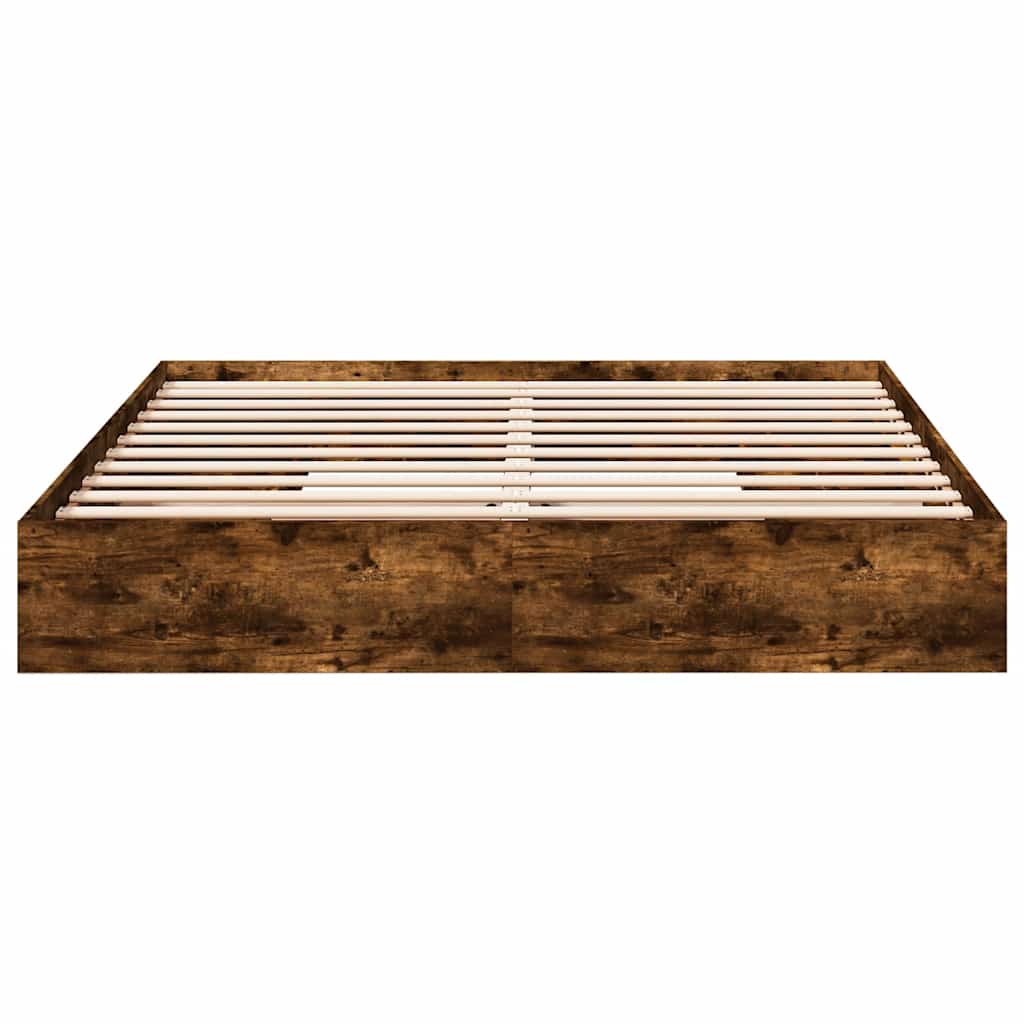 sengeramme med skuffer 180x200 cm konstrueret træ røget eg