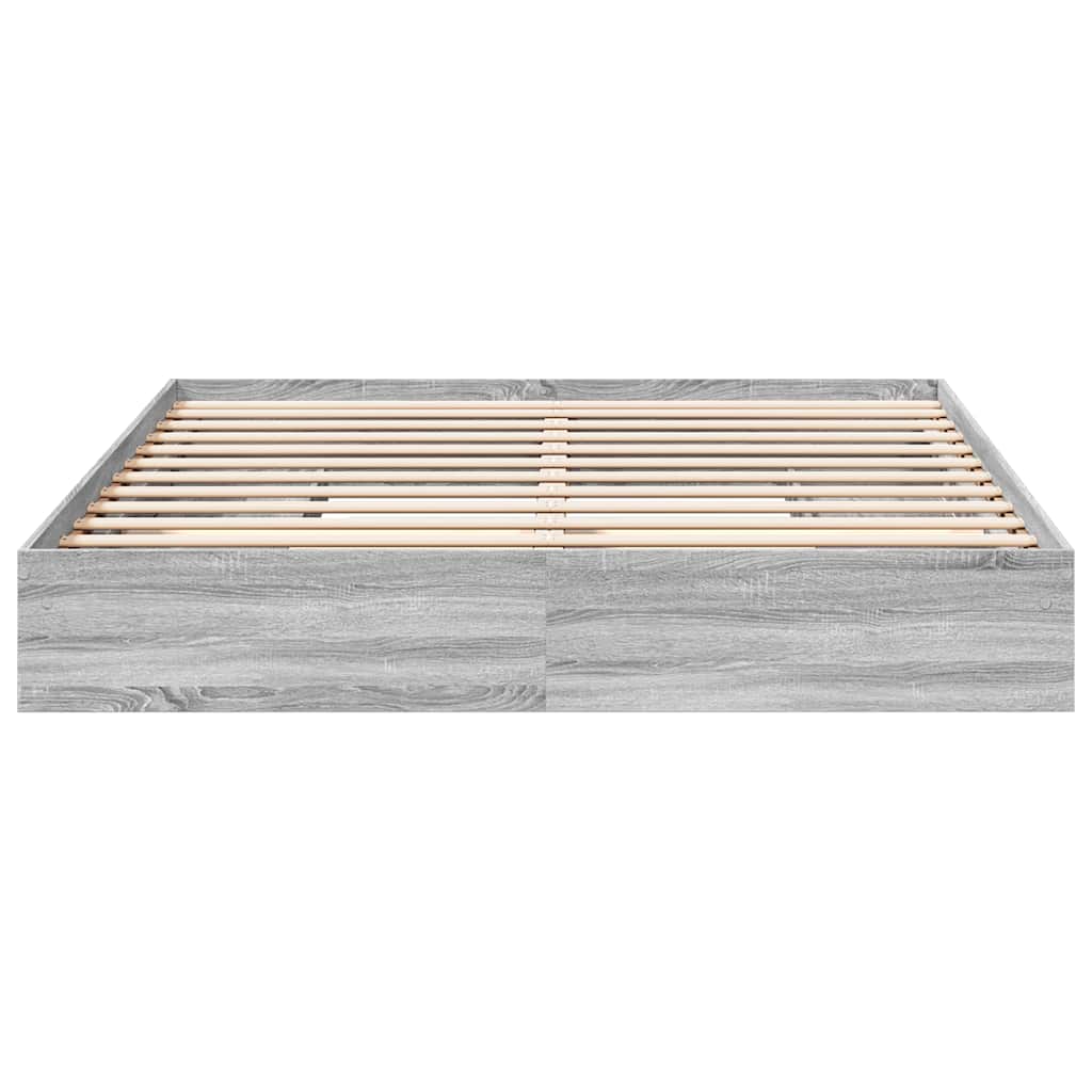 sengeramme med skuffer 180x200 cm konstrueret træ grå sonoma-eg