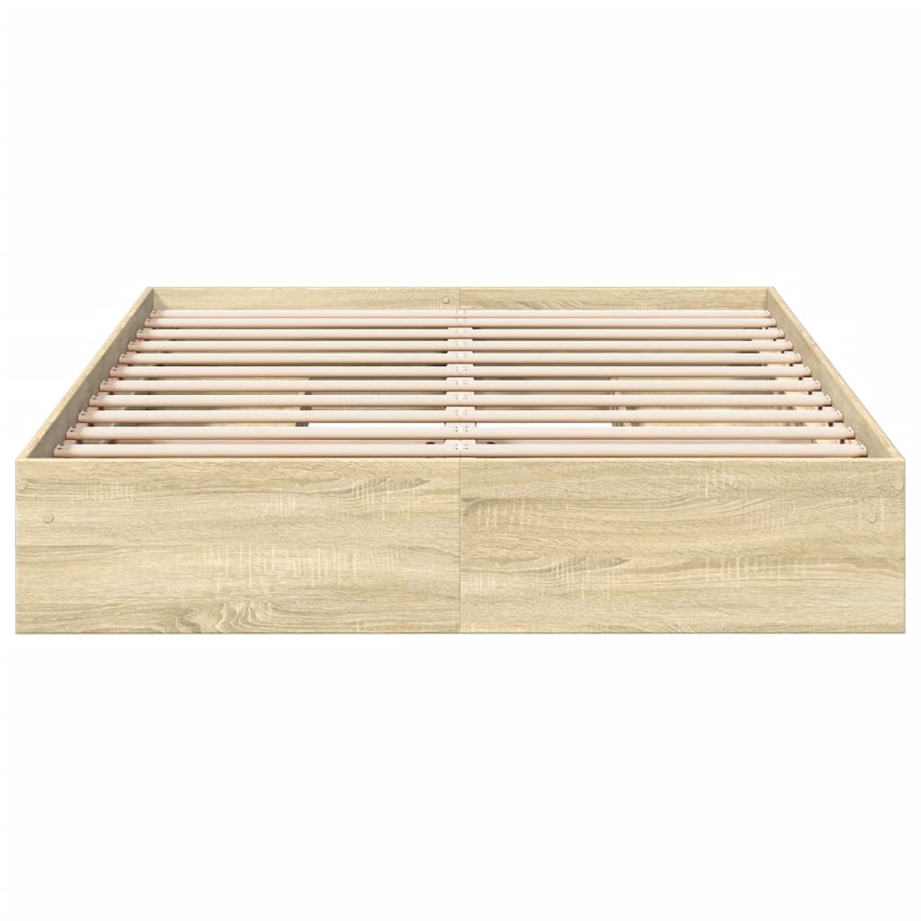 sengeramme med skuffer 160x200 cm konstrueret træ sonoma-eg