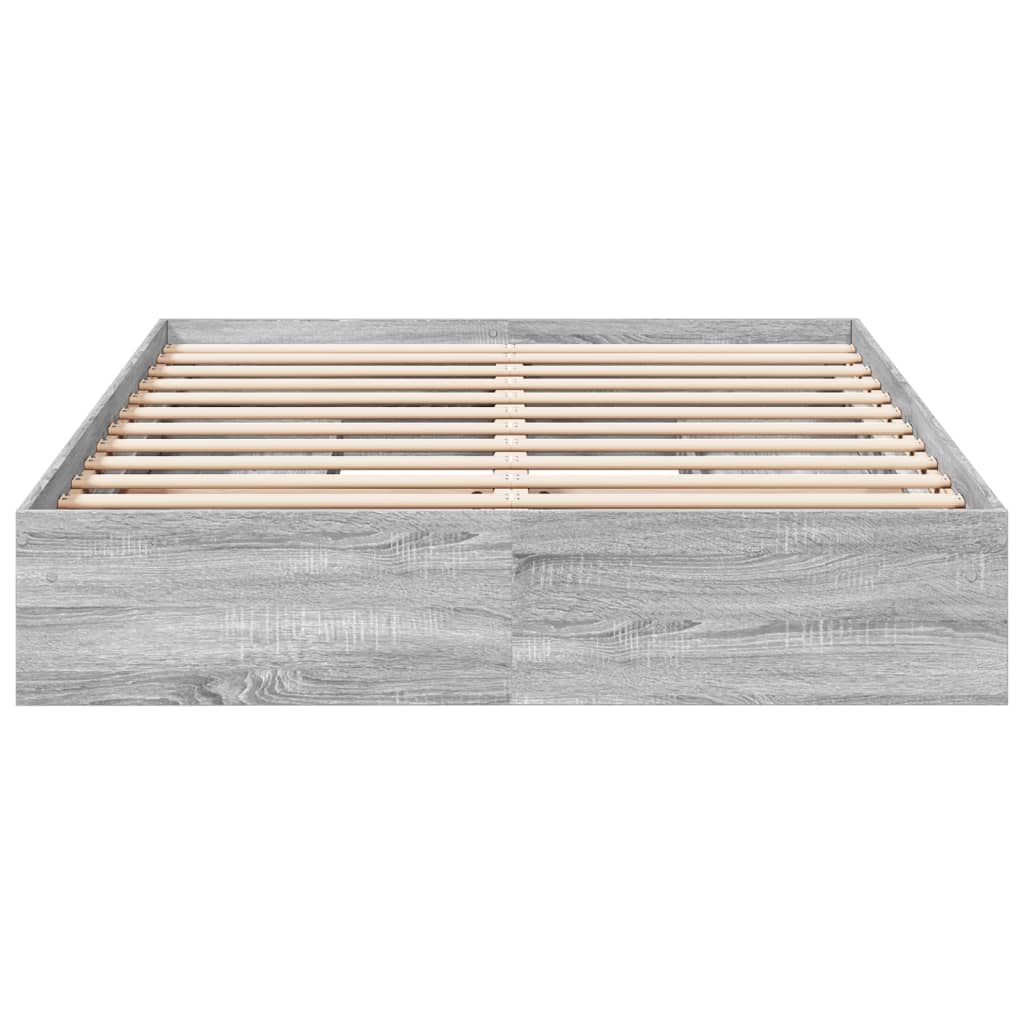 sengeramme med skuffer 160x200 cm konstrueret træ grå sonoma-eg