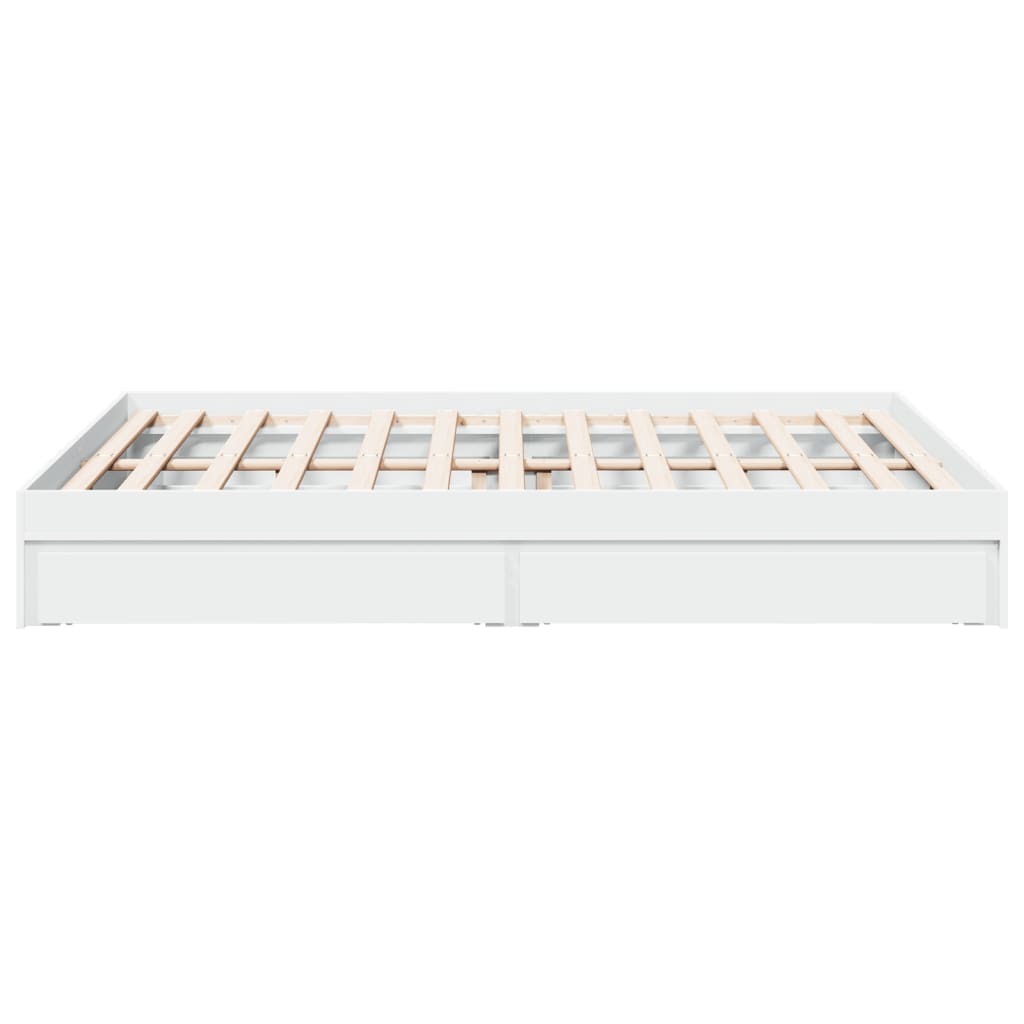 sengeramme med skuffer 150x200 cm konstrueret træ hvid