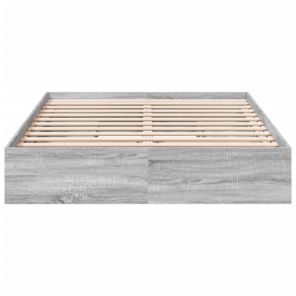 sengeramme med skuffer 150x200 cm konstrueret træ grå sonoma-eg