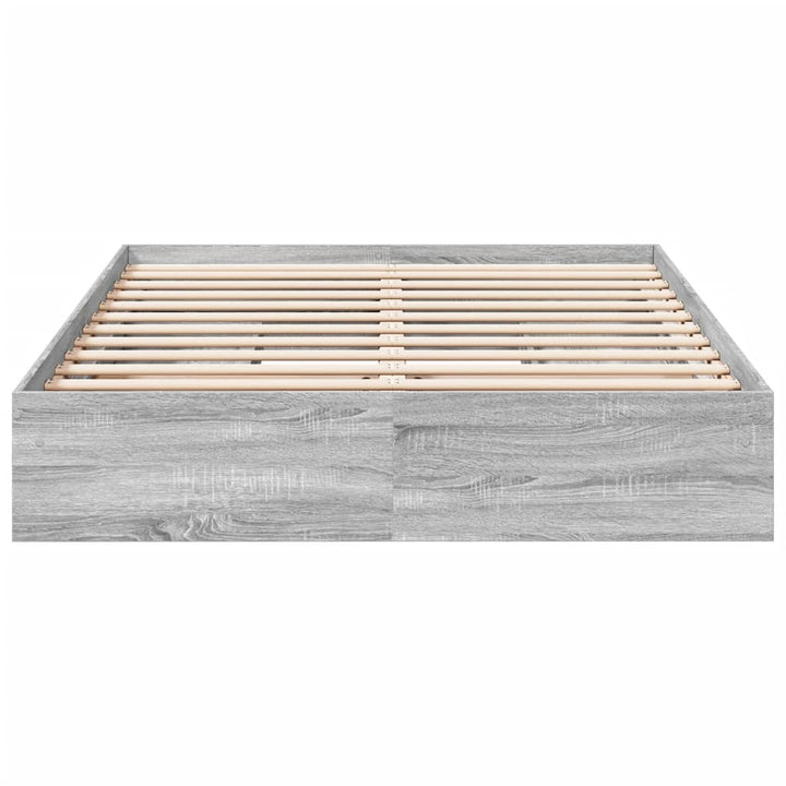 sengeramme med skuffer 150x200 cm konstrueret træ grå sonoma-eg