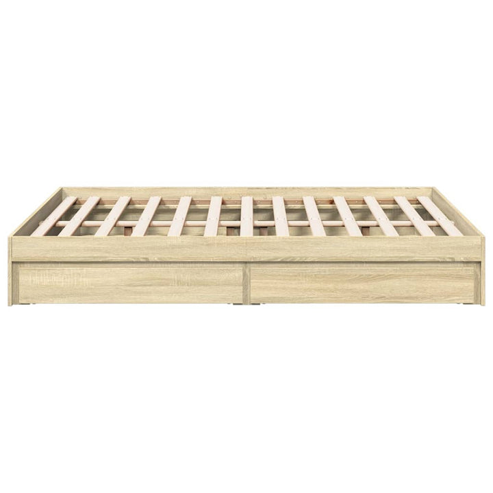 sengeramme med skuffer 140x200 cm konstrueret træ sonoma-eg
