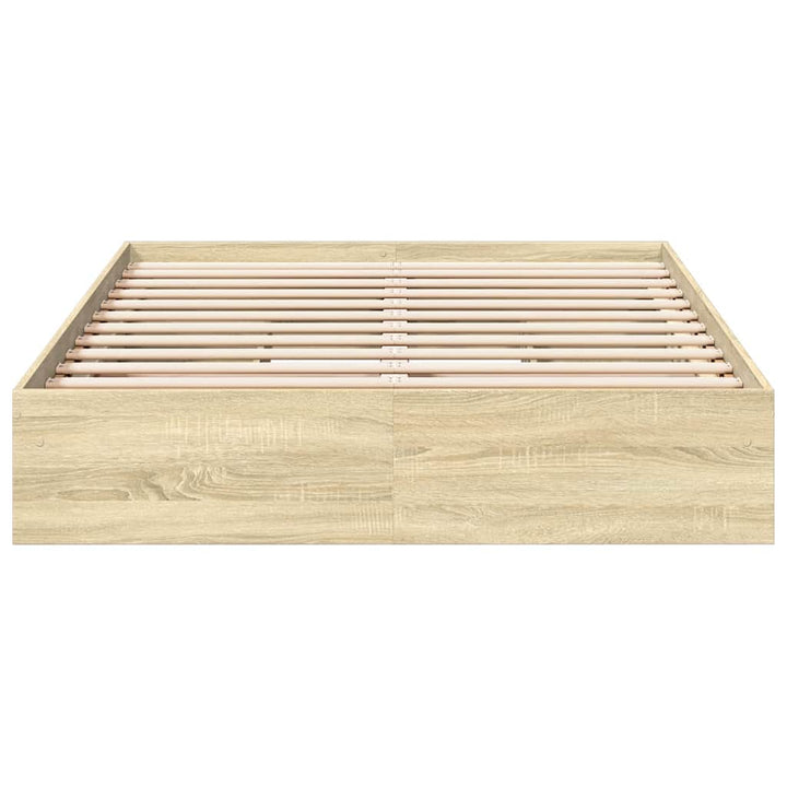sengeramme med skuffer 120x200 cm konstrueret træ sonoma-eg