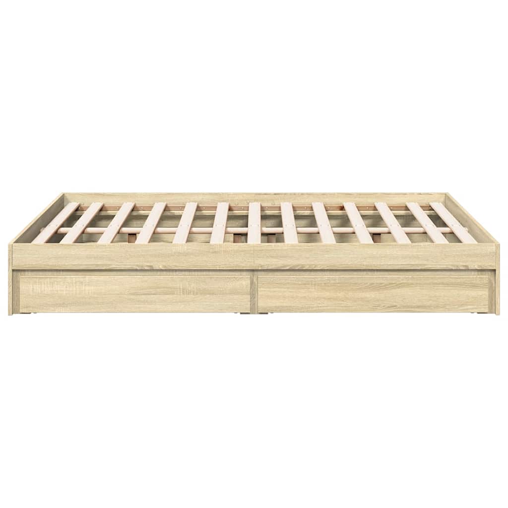 sengeramme med skuffer 120x200 cm konstrueret træ sonoma-eg