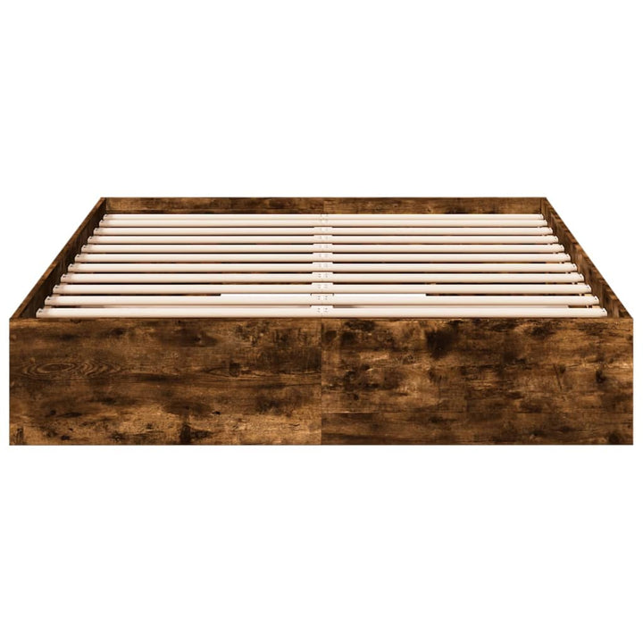 sengeramme med skuffer 120x200 cm konstrueret træ røget eg