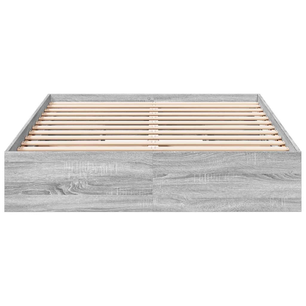 sengeramme med skuffer 120x200 cm konstrueret træ grå sonoma-eg