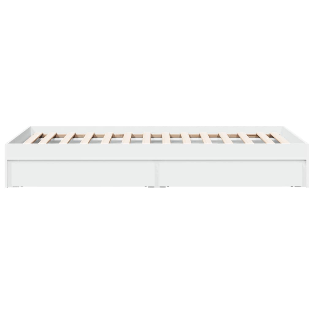 sengeramme med skuffer 100x200 cm konstrueret træ hvid