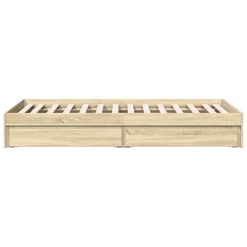 sengeramme med skuffer 100x200 cm konstrueret træ sonoma-eg