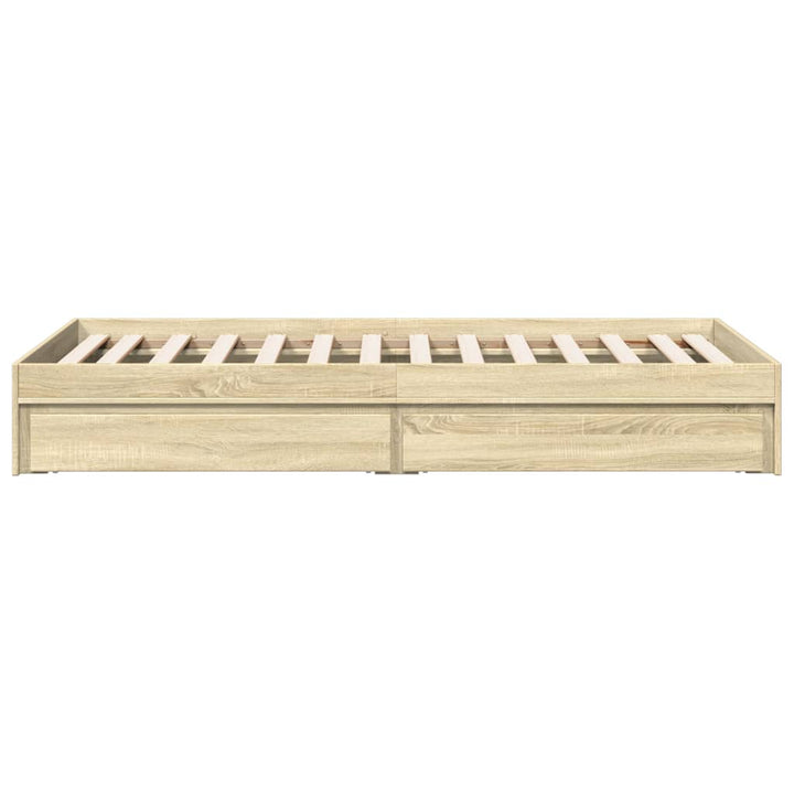sengeramme med skuffer 100x200 cm konstrueret træ sonoma-eg