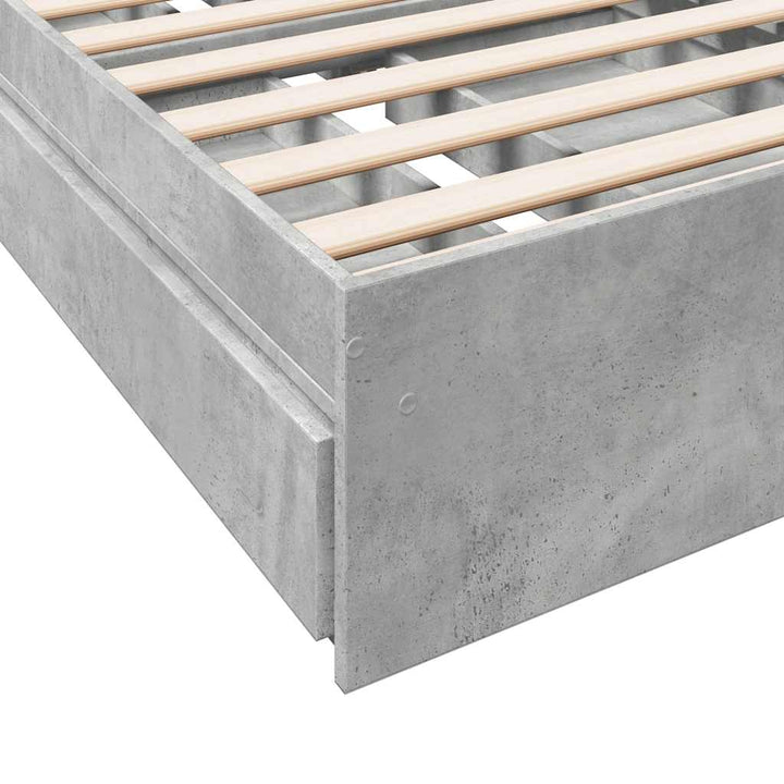 sengeramme med skuffer 100x200 cm konstrueret træ betongrå