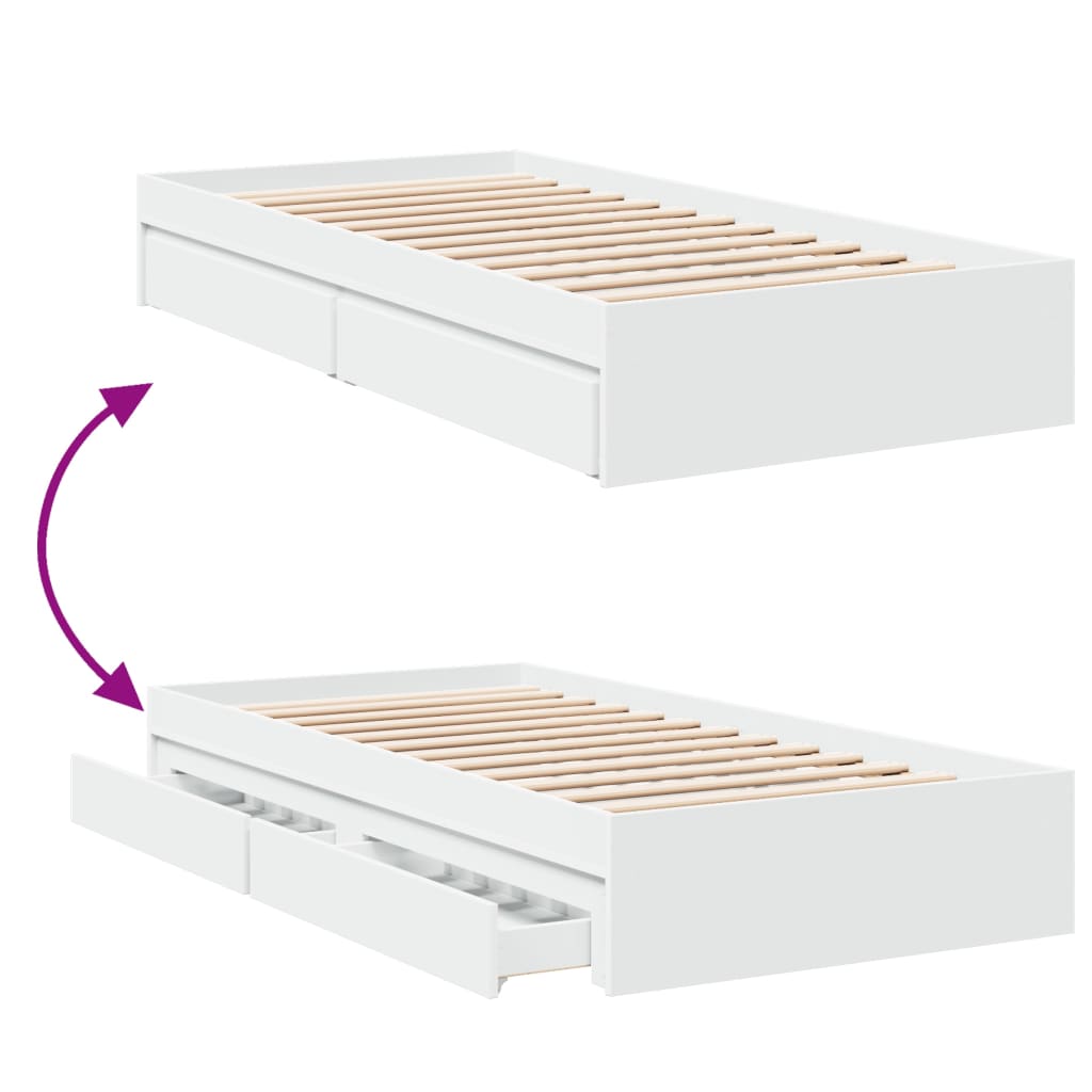 sengeramme 90x200 cm konstrueret træ hvid
