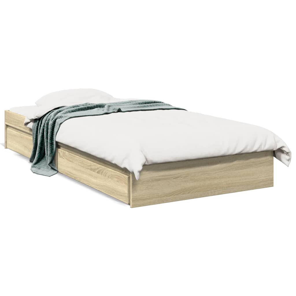 sengeramme med skuffer 90x200 cm konstrueret træ sonoma-eg
