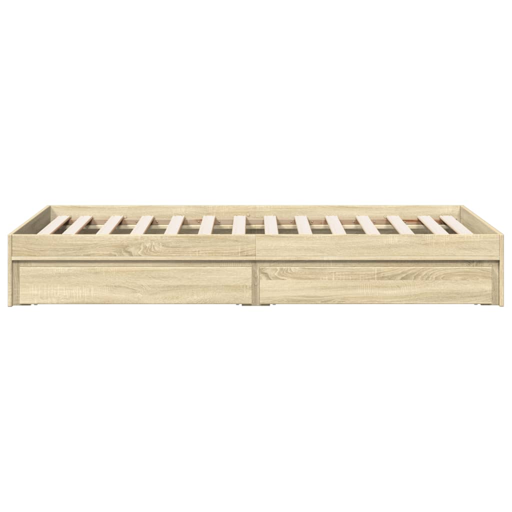 sengeramme med skuffer 90x200 cm konstrueret træ sonoma-eg