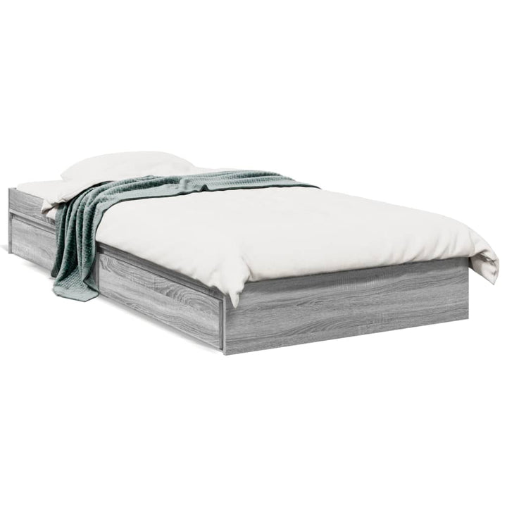 sengeramme med skuffer 90x200 cm konstrueret træ grå sonoma-eg