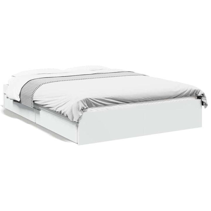 sengeramme med skuffer 140x190 cm konstrueret træ hvid