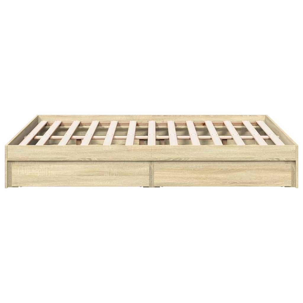 sengeramme med skuffer 140x190 cm konstrueret træ sonoma-eg
