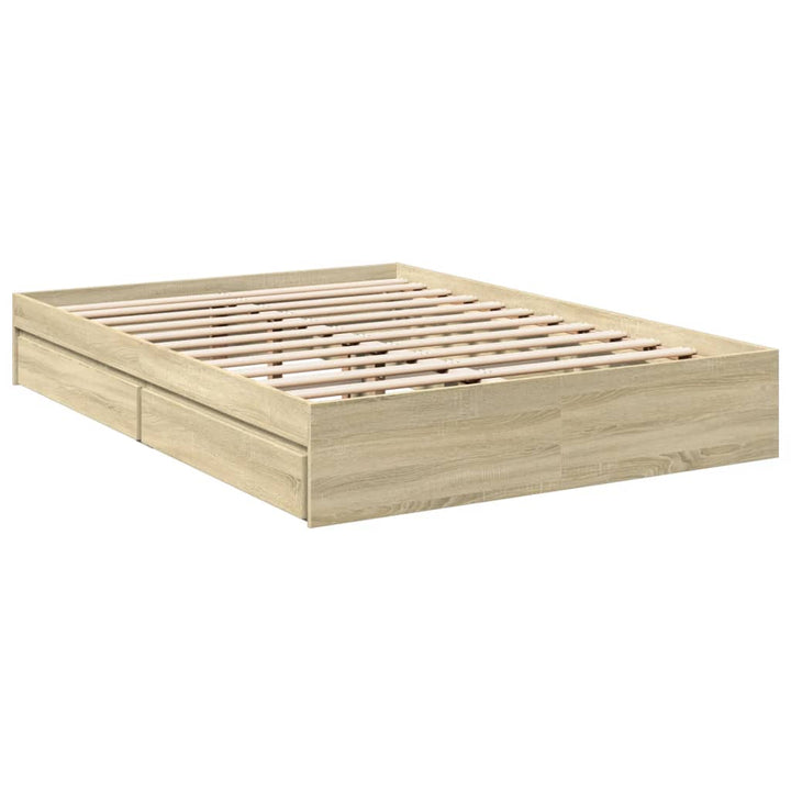 sengeramme med skuffer 140x190 cm konstrueret træ sonoma-eg