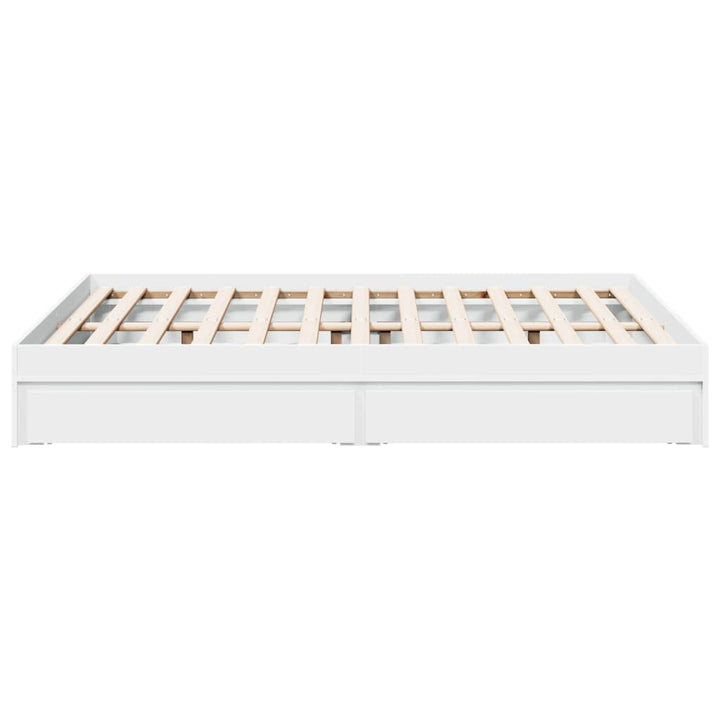 sengeramme med skuffer 135x190 cm konstrueret træ hvid højglans