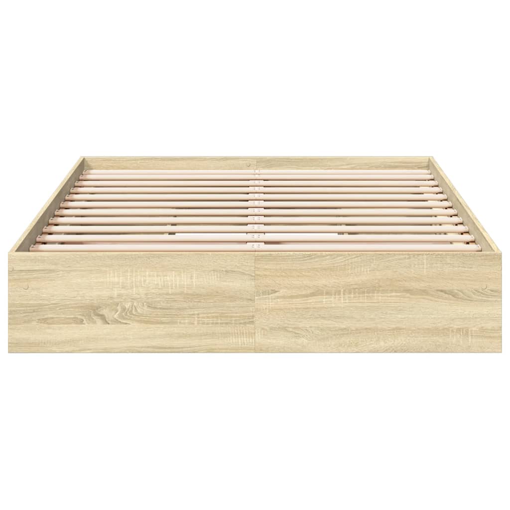 sengeramme med skuffer 135x190 cm konstrueret træ sonoma-eg