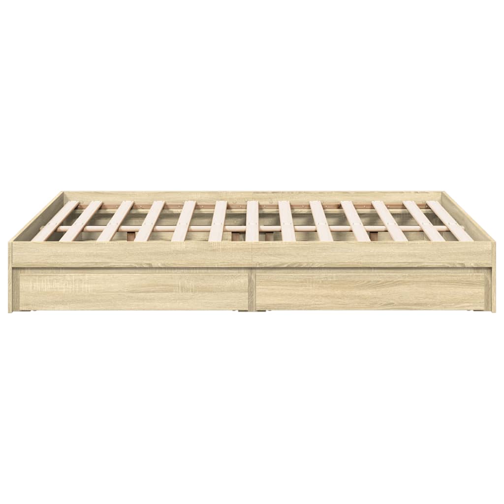 sengeramme med skuffer 135x190 cm konstrueret træ sonoma-eg