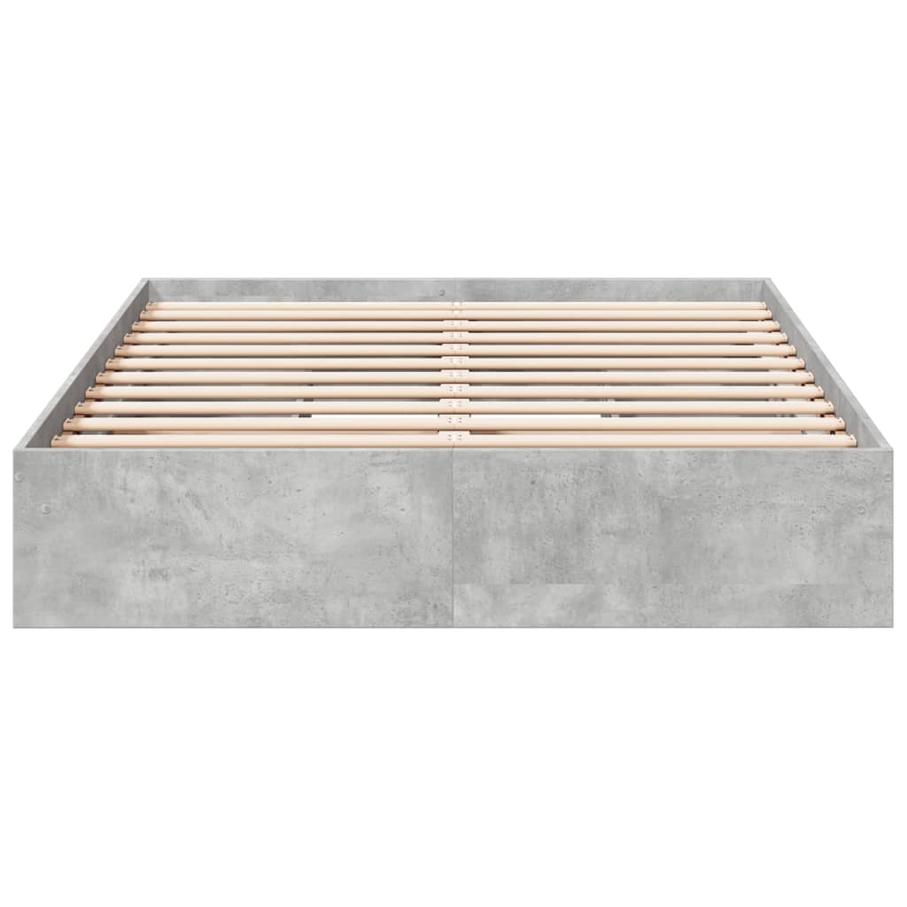 sengeramme med skuffer 135x190 cm konstrueret træ betongrå