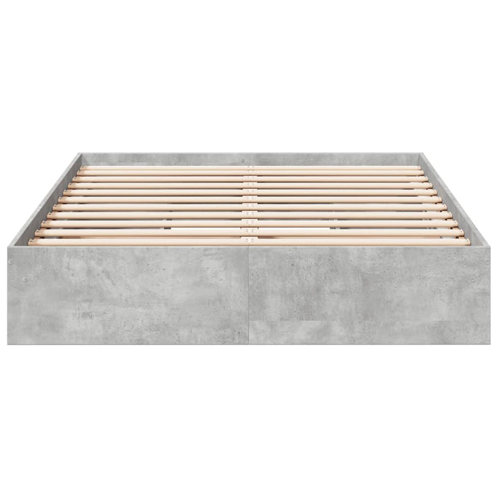 sengeramme med skuffer 135x190 cm konstrueret træ betongrå