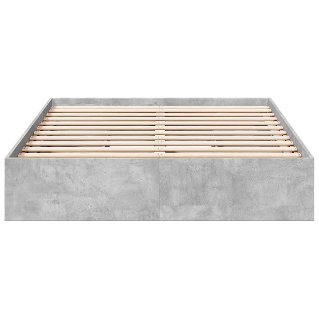 sengeramme med skuffer 135x190 cm konstrueret træ betongrå